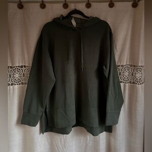 90 Degree By Reflex Sage Ribbed Hooded Pullover Sweatshirt